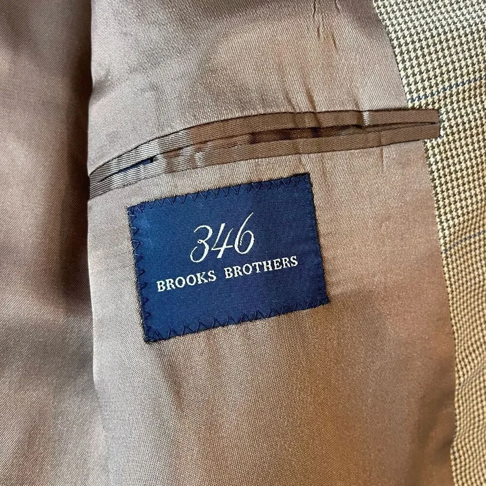 Brooks Brothers 346 Mens Blazer Wool Cashmere Blend 44R Gingham‎ Prom Formal